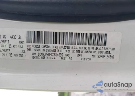 2012 Jeep Patriot Sport from USA, damaged, VIN 1C4NJPBB5CD514885